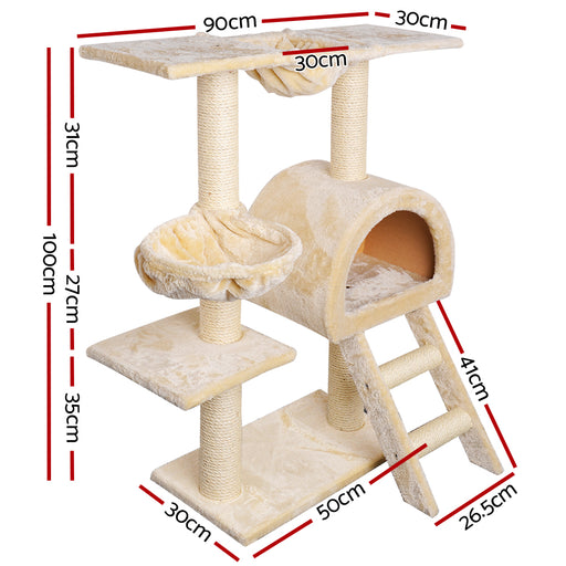 My Best Buy - i.Pet Cat Tree Trees Scratching Post Scratcher Condo Tower House Bed Beige 100cm