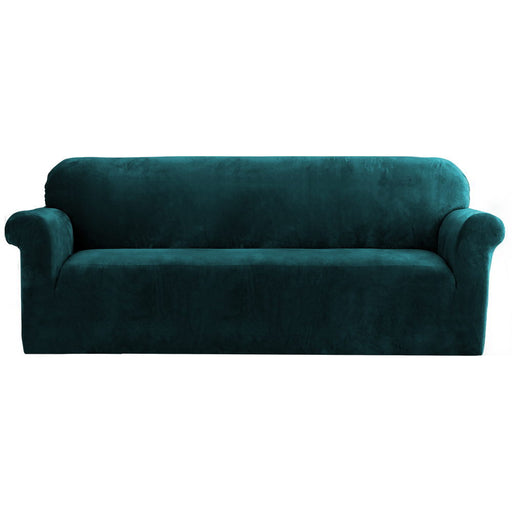 My Best Buy - Artiss Velvet Sofa Cover Plush Couch Cover Lounge Slipcover 4 Seater Agate Green