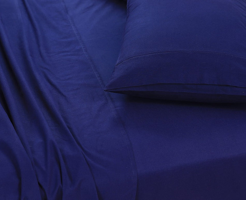 My Best Buy - Elan Linen 100% Egyptian Cotton Vintage Washed 500TC Navy Blue 50 cm Deep Mega Queen Bed Sheets Set