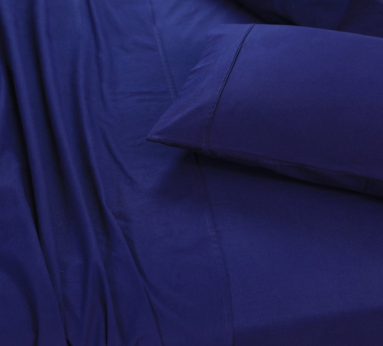 My Best Buy - Elan Linen 100% Egyptian Cotton Vintage Washed 500TC Navy Blue 50 cm Deep Mega Queen Bed Sheets Set