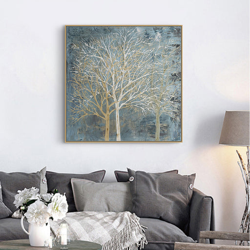 My Best Buy - 70cmx70cm Forest In The Twilight Trees Gold Frame Canvas Wall Art