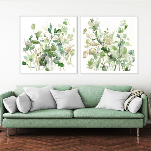 My Best Buy - 50cmx50cm Sage Garden By Carol Robinson 2 Sets White Frame Canvas Wall Art