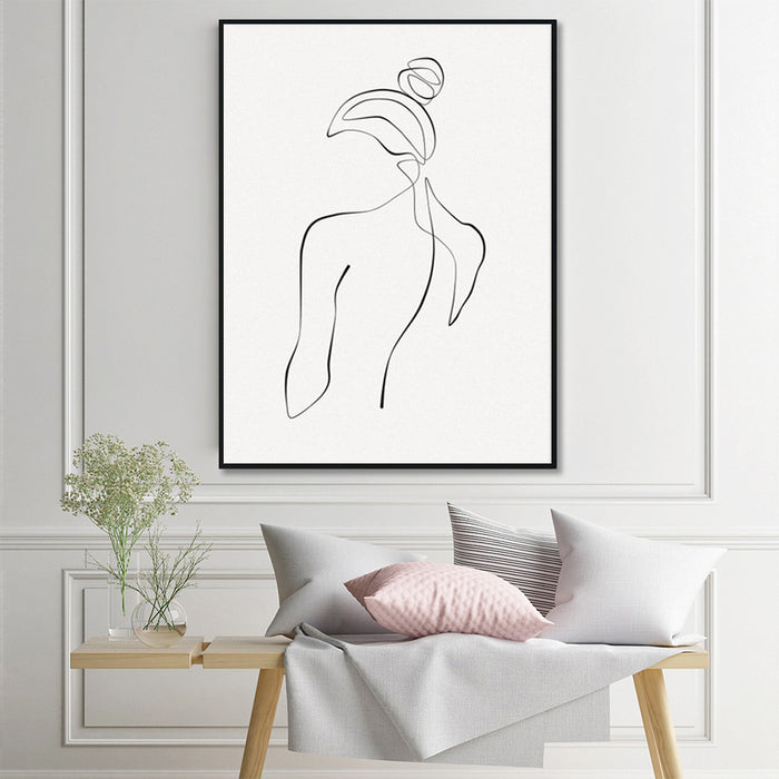 My Best Buy - 60cmx90cm Woman Back Line Art Black Frame Canvas Wall Art