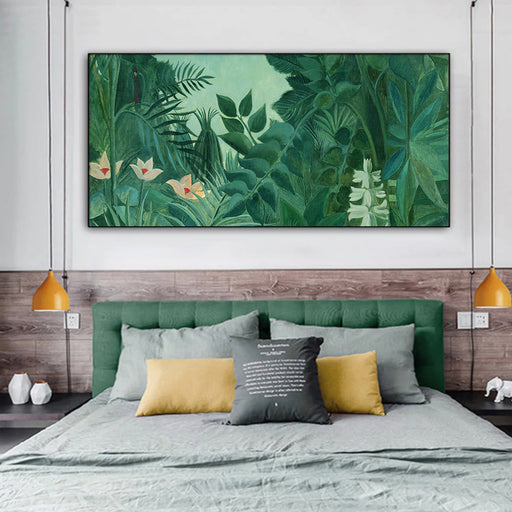 My Best Buy - 60cmx120cm The Equatorial Jungle Green Forest By Henri Rousseau Black Frame Canvas Wall Art