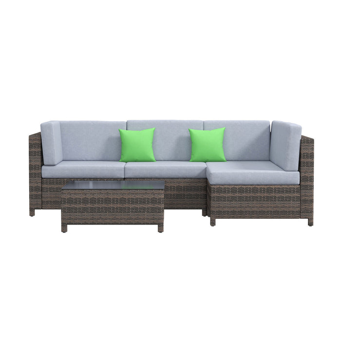 My Best Buy - Milano Decor 5 Piece Outdoor Sofa Set Rattan Oatmeal Black Patio Garden Lounge