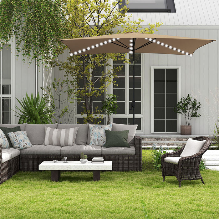 My Best Buy - Arcadia Furniture Umbrella 3 Metre Umbrella with Solar LED Lights Garden Yard