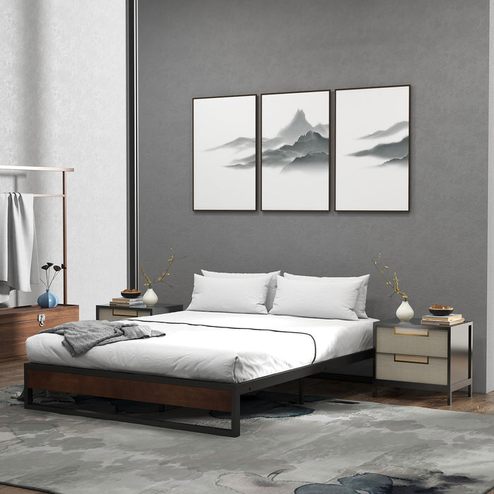 My Best Buy - Milano Decor Sorrento Metal Wood Bed Frame Mattress Base Platform Modern