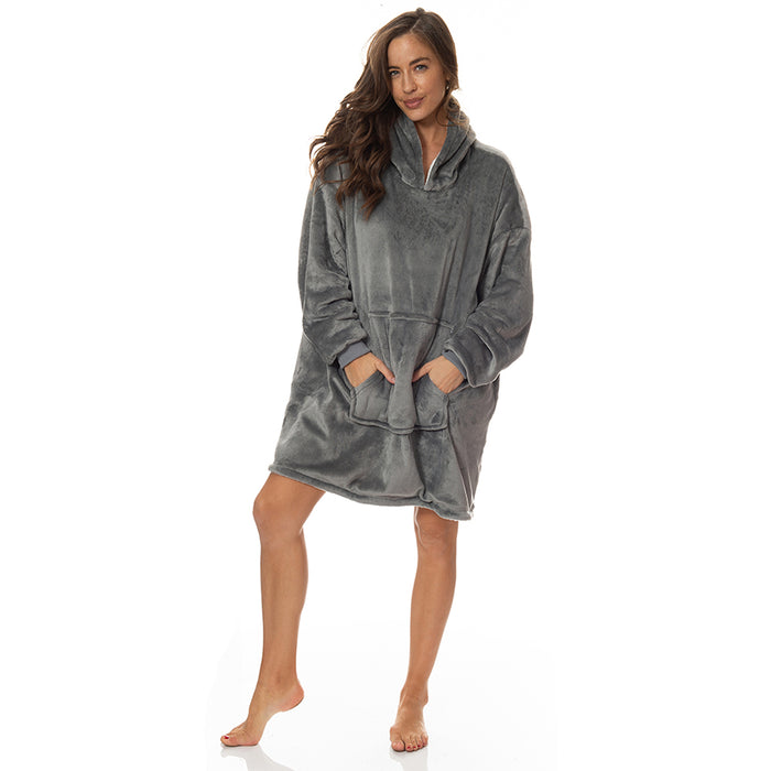 My Best Buy - Royal Comfort Snug Hoodie Nightwear Super Soft Reversible Coral Fleece 750GSM