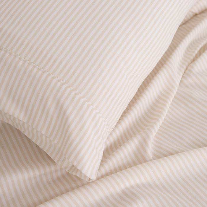 My Best Buy - Royal Comfort Stripes Linen Blend Sheet Set Bedding Luxury Breathable Ultra Soft