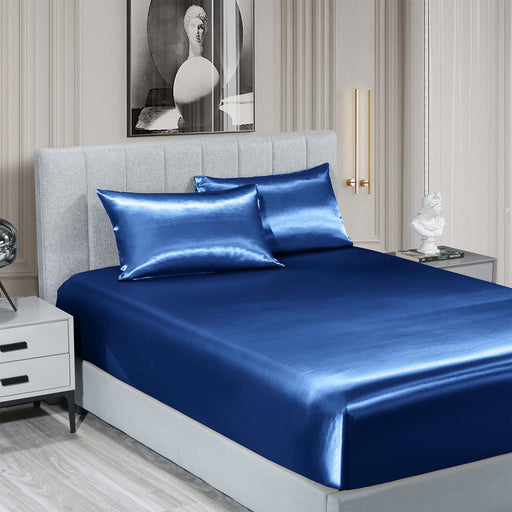 My Best Buy - Royal Comfort Satin Sheet Set 3 Piece Fitted Sheet Pillowcase Soft Silky Smooth