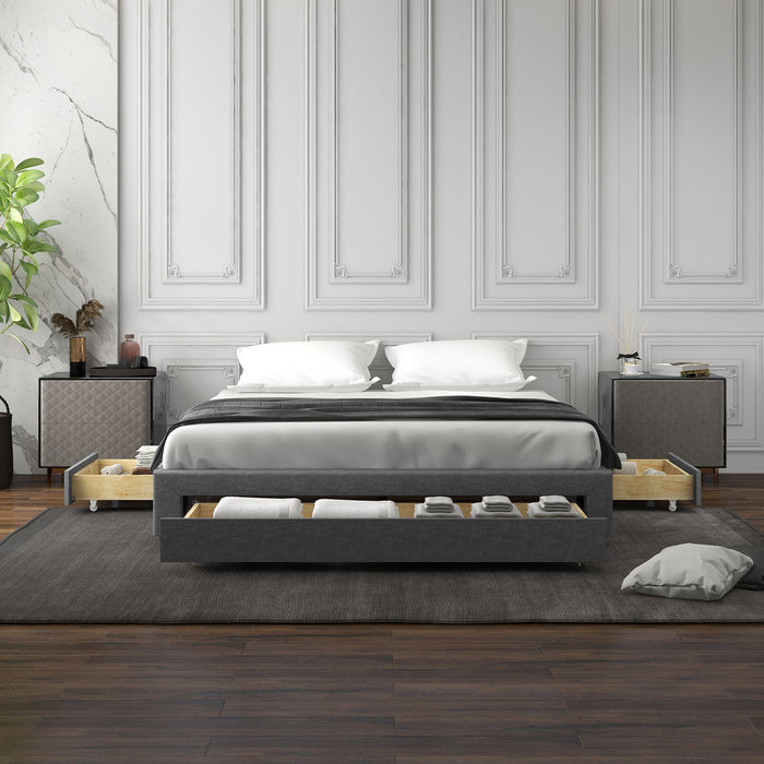 My Best Buy - Milano Decor Palermo Bed Base with Drawers Upholstered Fabric Wood