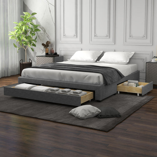 My Best Buy - Milano Decor Palermo Bed Base with Drawers Upholstered Fabric Wood