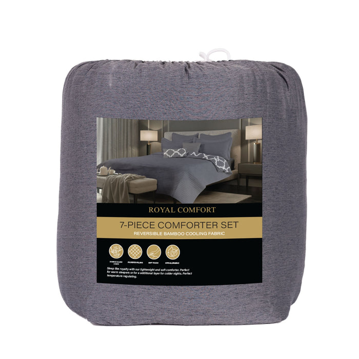 My Best Buy - Royal Comfort Bamboo Cooling Reversible 7 Piece Comforter Set Bedspread