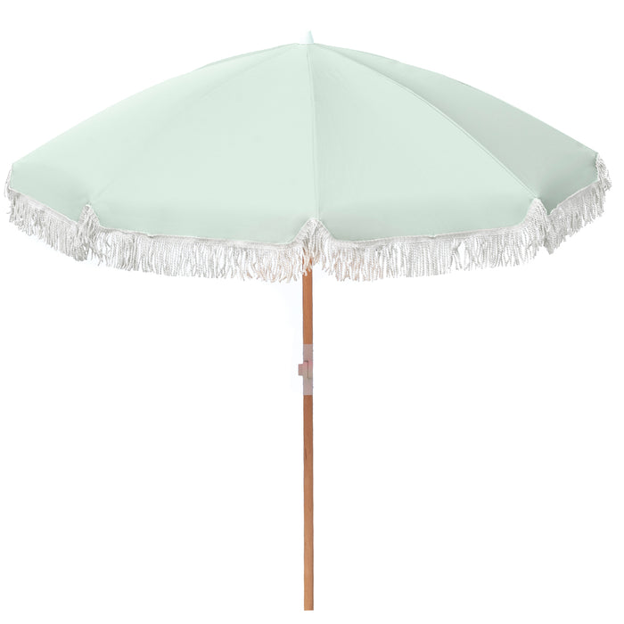 My Best Buy - Havana Outdoors Beach Umbrella Portable 2 Metre Fringed Garden Sun Shade Shelter