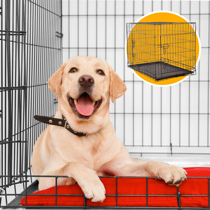 My Best Buy - 4Paws Dog Cage Pet Crate Cat Puppy Metal Cage ABS Tray Foldable Portable
