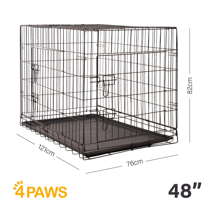 My Best Buy - 4Paws Dog Cage Pet Crate Cat Puppy Metal Cage ABS Tray Foldable Portable