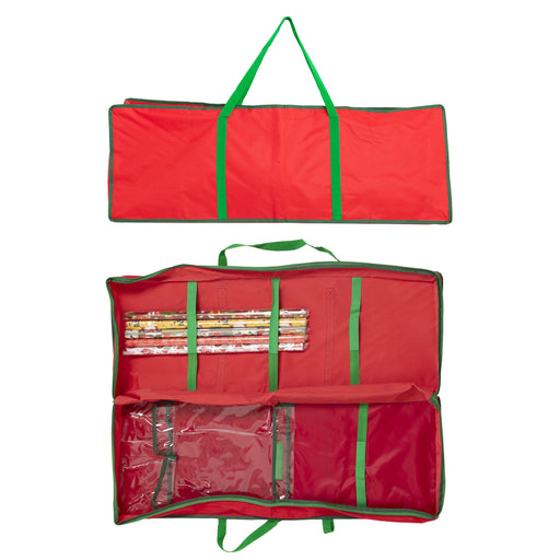 My Best Buy - Santa's Helper Printed Christmas Paper Storage Bag With 5 Rolls and Scissors Set