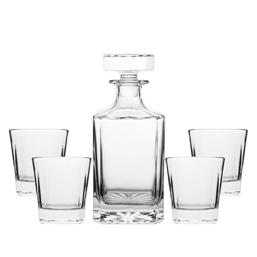My Best Buy - Novare Square Whiskey Decanter Bottle With 4 Whiskey Glasses Set
