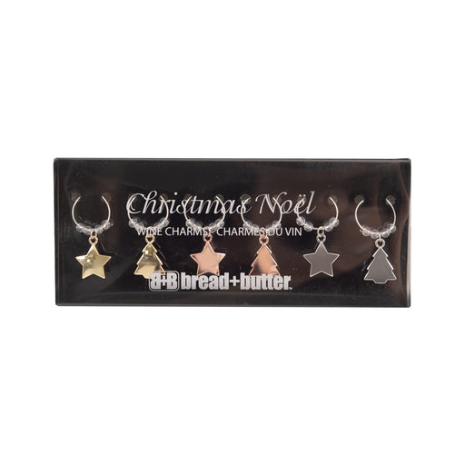 My Best Buy - Bread and Butter (3) Star and (3) Tree Wine Glass Charms - 6 Pack