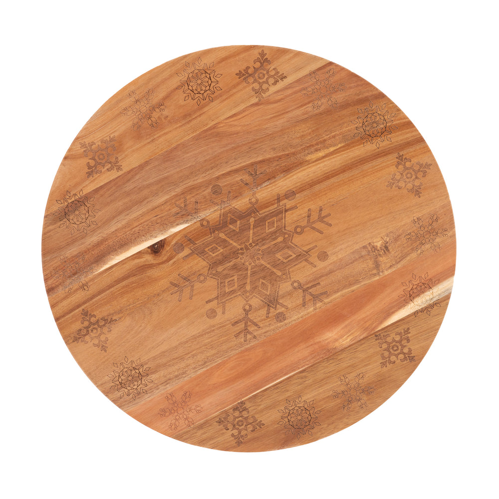 My Best Buy - Bread and Butter 18 Inch Wooden Lazy Susan Tray - Wood Snowflake