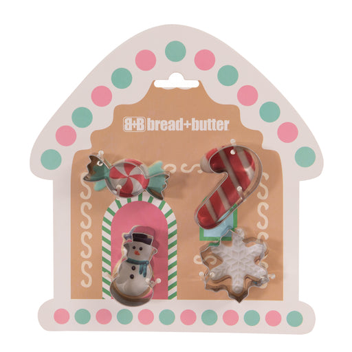 My Best Buy - Bread and Butter Cookie Cutter - House, Snowman, Snowflake, Candy Cane - 4 Pk