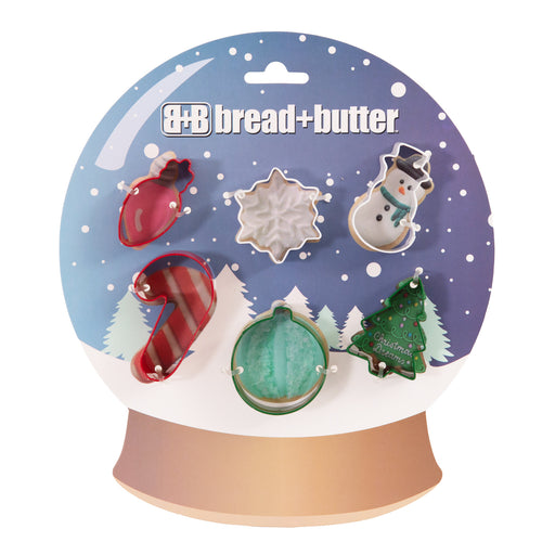 My Best Buy - Bread and Butter Cookie Cutter - Globe, Flake, SnowMan, Cane, Sock, Tree - 6 Pk