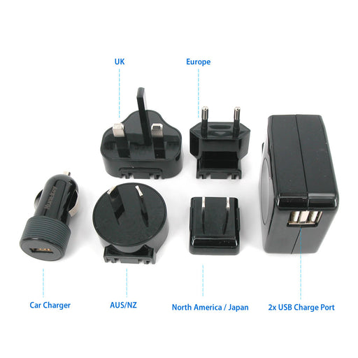 My Best Buy - Huntkey TravelMate Multi Plugs USB Wall Charger Adapter 4.2 A US UK EU AU Plugs with Car Charger (D204)