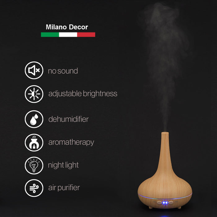 My Best Buy - Essential Oil Diffuser Ultrasonic Humidifier Aromatherapy LED Light 200ML 3 Oils