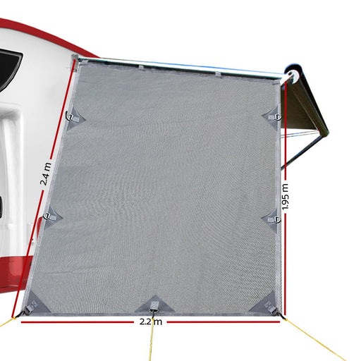 My Best Buy - Grey Caravan Privacy Screen 1.95 x 2.2M End Wall Side Sun Shade Roll Out Awning