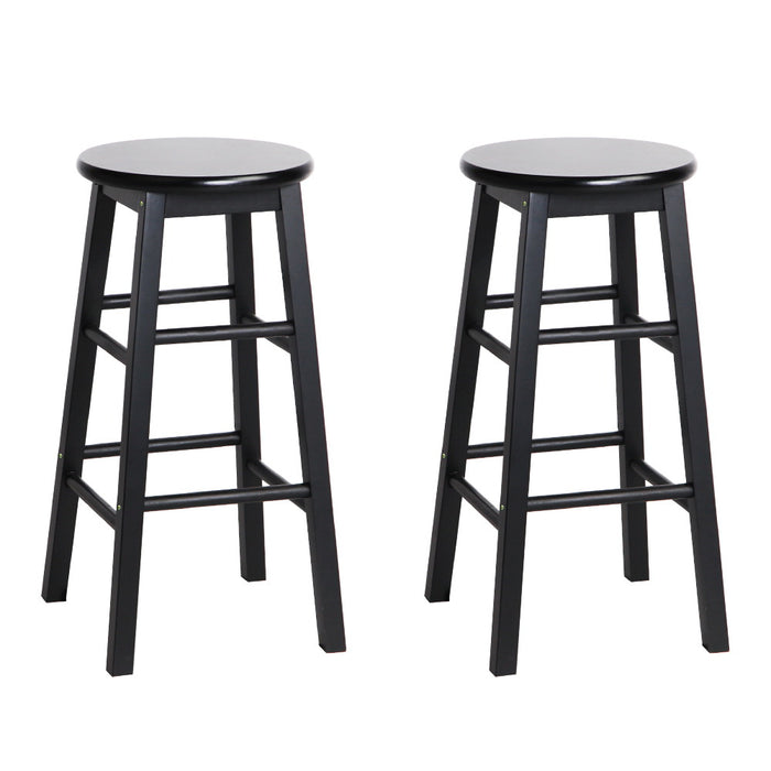 My Best Buy - Artiss Set of 2 Beech Wood Backless Bar Stools - Black