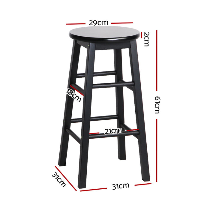 My Best Buy - Artiss Set of 2 Beech Wood Backless Bar Stools - Black