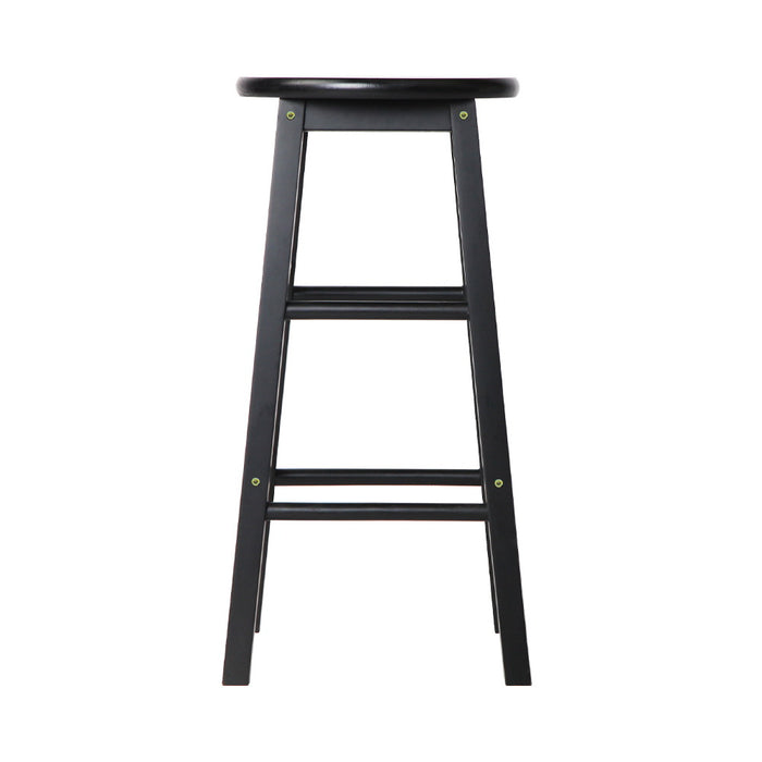 My Best Buy - Artiss Set of 2 Beech Wood Backless Bar Stools - Black