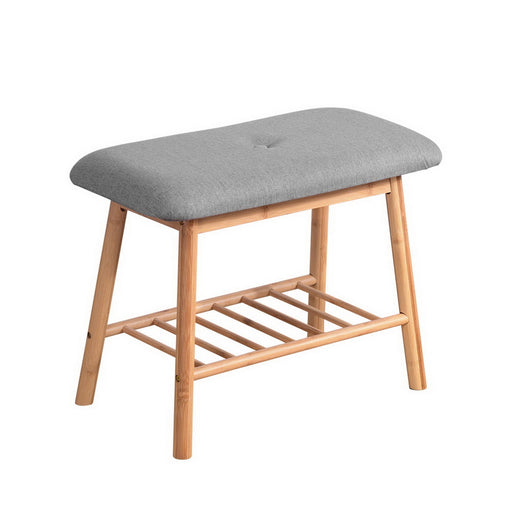 My Best Buy - Artiss Shoe Rack Seat Bench Chair Shelf Organisers Bamboo Grey