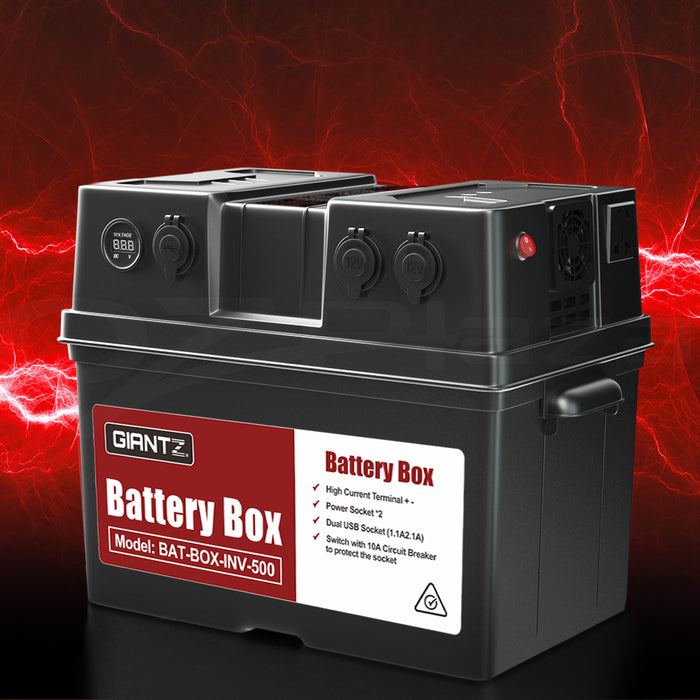 My Best Buy - Giantz Battery Box 500W Inverter Deep Cycle Battery Portable Caravan Camping USB