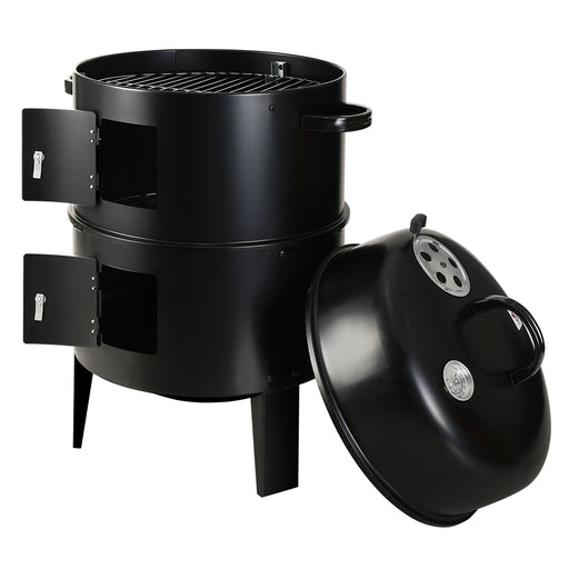 My Best Buy - Grillz 3-in-1 Charcoal BBQ Smoker - Black