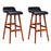 My Best Buy - Artiss Set of 2 PU Leather Wood Wave Style Bar Stool - Black