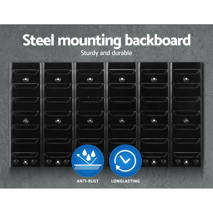 My Best Buy - 24 Bin Wall Mounted Rack Storage Tools Steel Board Organiser Work Bench Garage