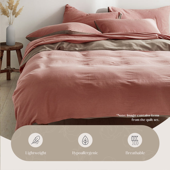 My Best Buy - Cosy Club Washed Cotton Quilt Set Pink Brown Single