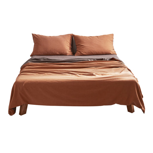 My Best Buy - Cosy Club Sheet Set Cotton Sheets Double Orange Brown