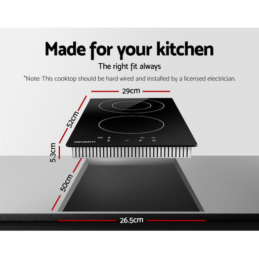 My Best Buy - Devanti Electric Ceramic Cooktop 30cm Kitchen Cooker Cook Top Hob Touch Control 3-Zones