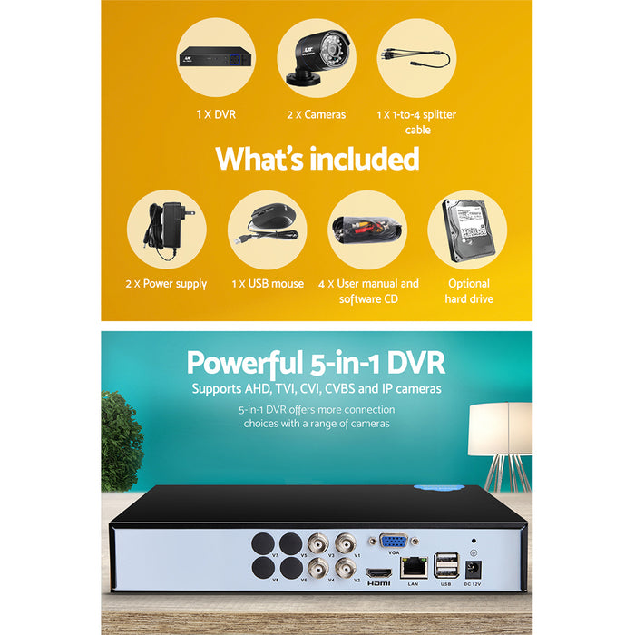 My Best Buy - UL-Tech CCTV Security System 2TB 4CH DVR 1080P 2 Camera Sets