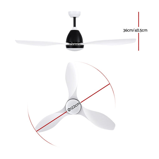 My Best Buy - Devanti Ceiling Fan Light Remote Control Ceiling Fans White 48'' 3 Blades