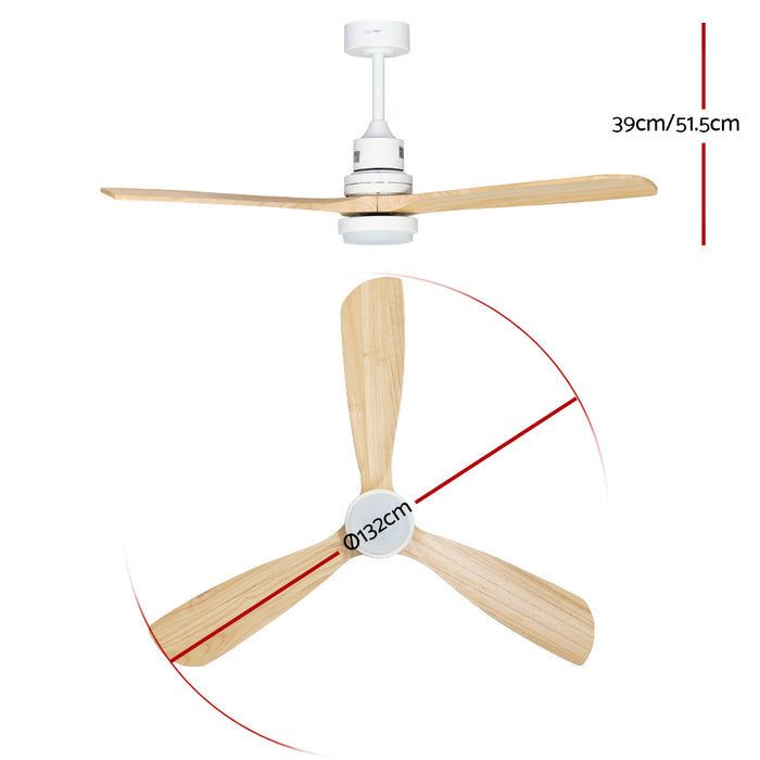 My Best Buy - Devanti 52'' Ceiling Fan LED Light Remote Control Wooden Blades Timer Fans