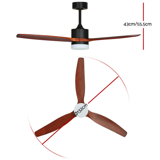My Best Buy - Devanti 52'' Ceiling Fan LED Light Remote Control Wooden Blades Dark Wood Fans