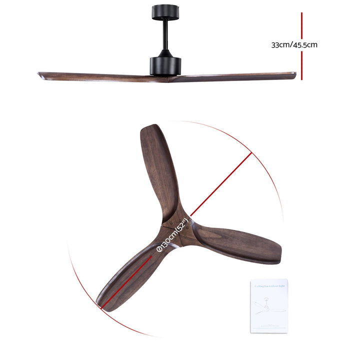 My Best Buy - Devanti 52'' Ceiling Fan With Remote Control Fans 3 Wooden Blades Timer 1300mm