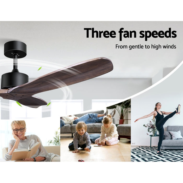 My Best Buy - Devanti 52'' Ceiling Fan With Remote Control Fans 3 Wooden Blades Timer 1300mm