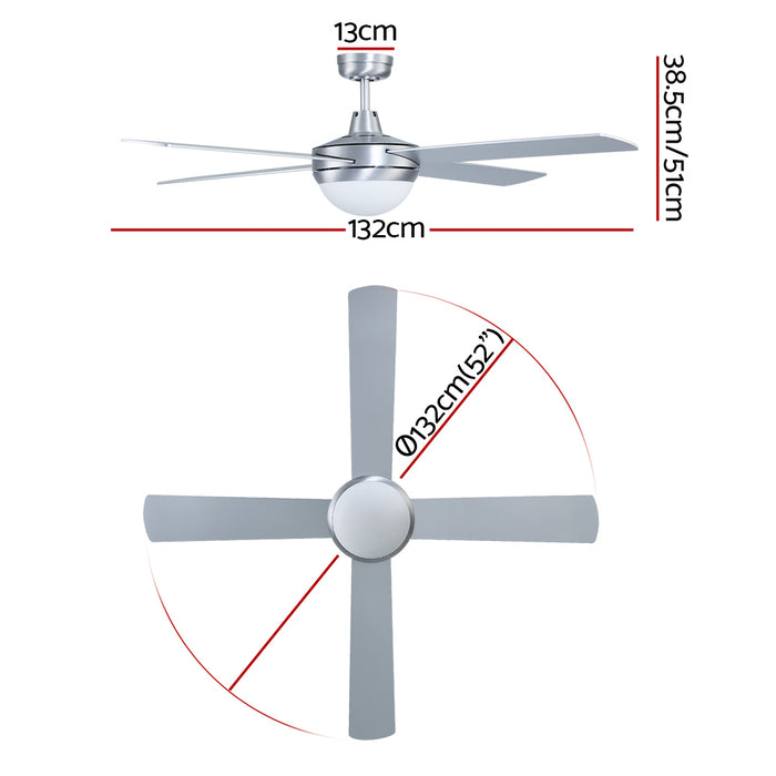 My Best Buy - Devanti 52'' Ceiling Fan w/Light w/Remote Timer - Silver