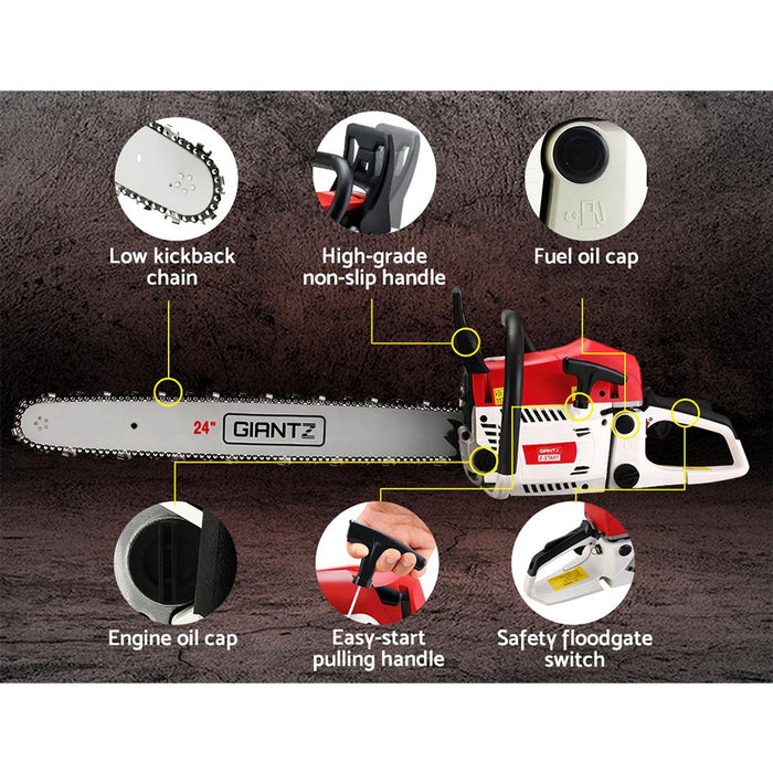 My Best Buy - Giantz 62cc Chainsaw Petrol Commercial 24" Bar E-Start Tree Chain Saw 5.2HP