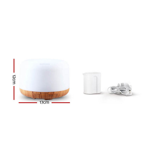 My Best Buy - DEVANTI Aroma Diffuser Aromatherapy LED Night Light Air Humidifier Purifier Light Wood Grain 500ml