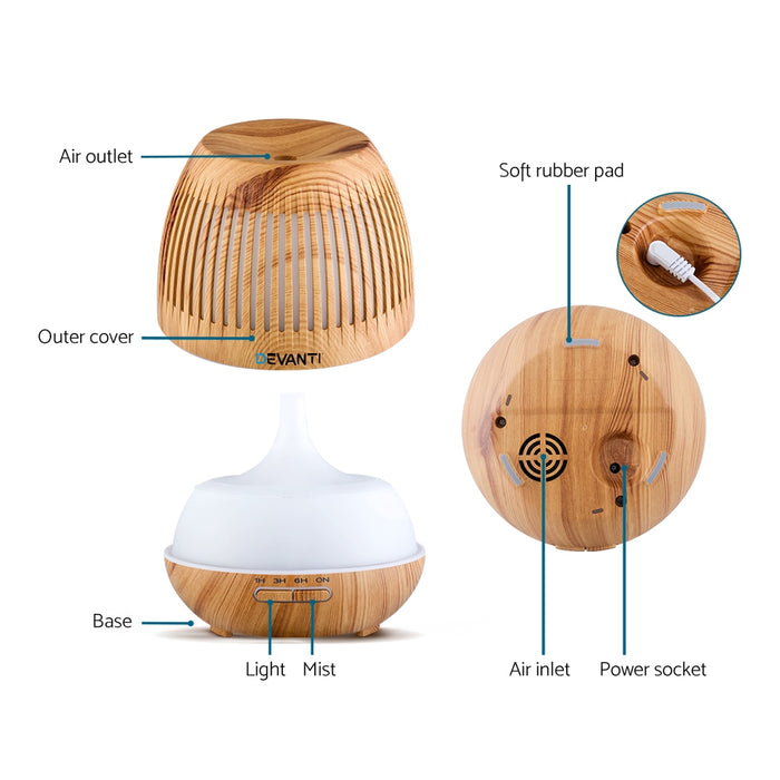 My Best Buy - Devanti Aromatherapy Diffuser Aroma Essential Oils Air Humidifier LED Light 400ml